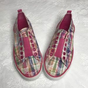 Women’s Coach Pink Plaid Sneakers US Size 6.5
